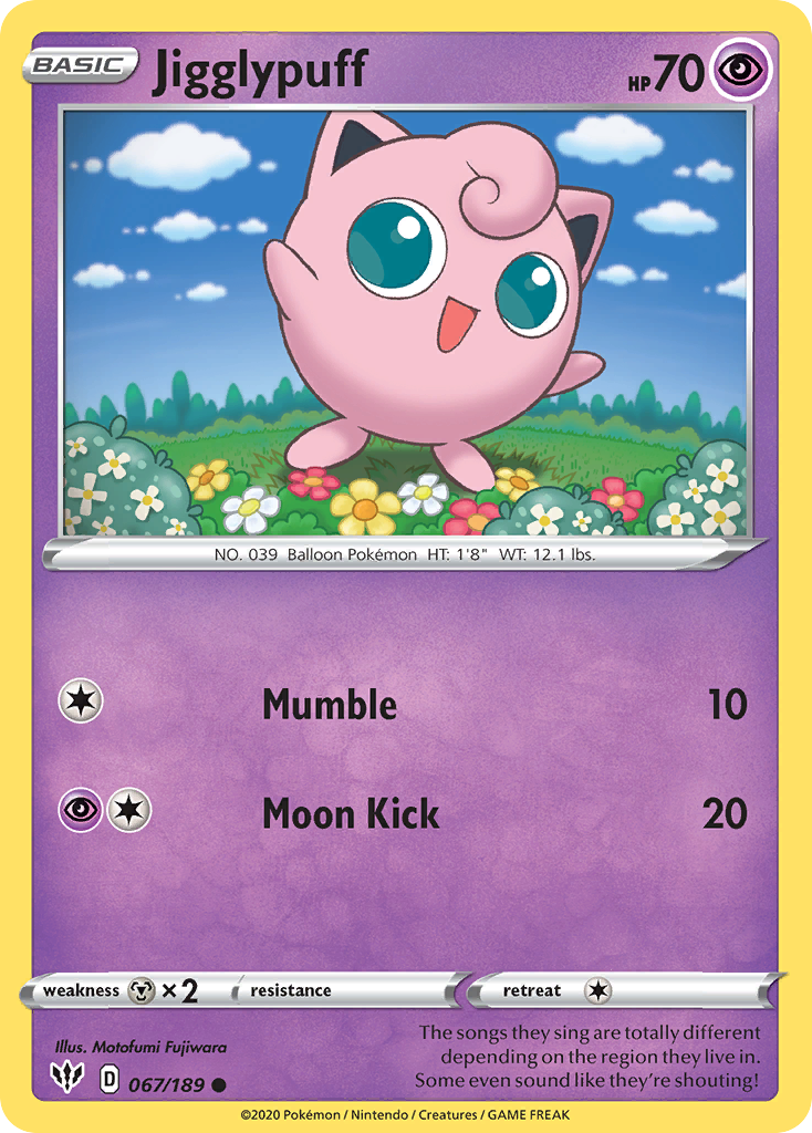 Jigglypuff (067/189) [Sword & Shield: Darkness Ablaze] | North Game Den