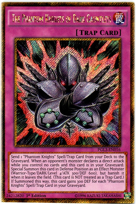 The Phantom Knights of Dark Gauntlets [PGL3-EN016] Gold Secret Rare | North Game Den