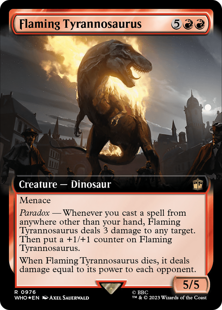 Flaming Tyrannosaurus (Extended Art) (Surge Foil) [Doctor Who] | North Game Den