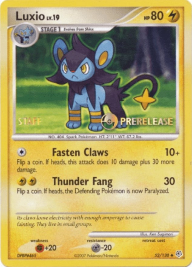 Luxio (52/130) (Prerelease Promo Staff) [Nintendo: Black Star Promos] | North Game Den