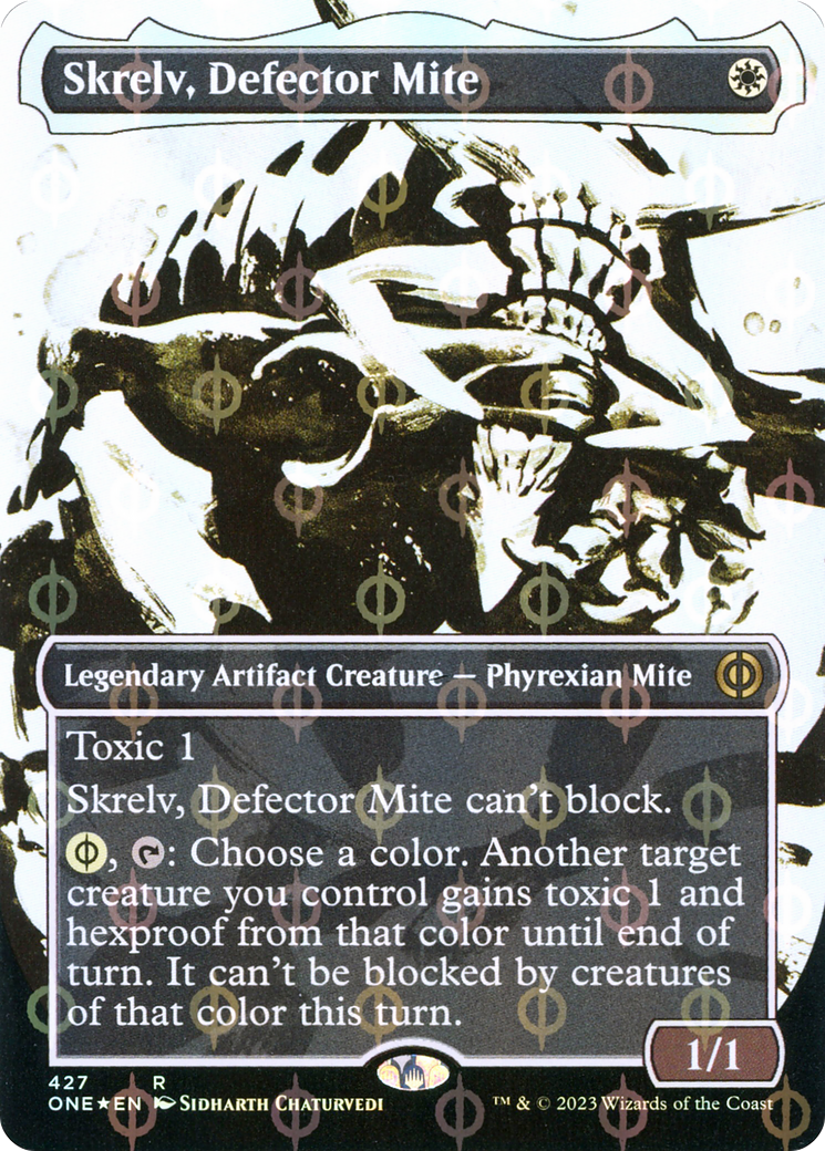 Skrelv, Defector Mite (Borderless Ichor Step-and-Compleat Foil) [Phyrexia: All Will Be One] | North Game Den