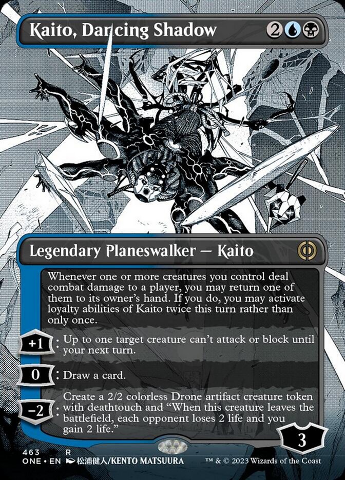 Kaito, Dancing Shadow (Borderless Manga Step-and-Compleat Foil) [Phyrexia: All Will Be One] | North Game Den