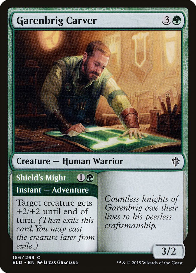 Garenbrig Carver // Shield's Might [Throne of Eldraine] | North Game Den