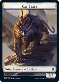 Cat Beast // Construct Double-sided Token [Zendikar Rising Tokens] | North Game Den