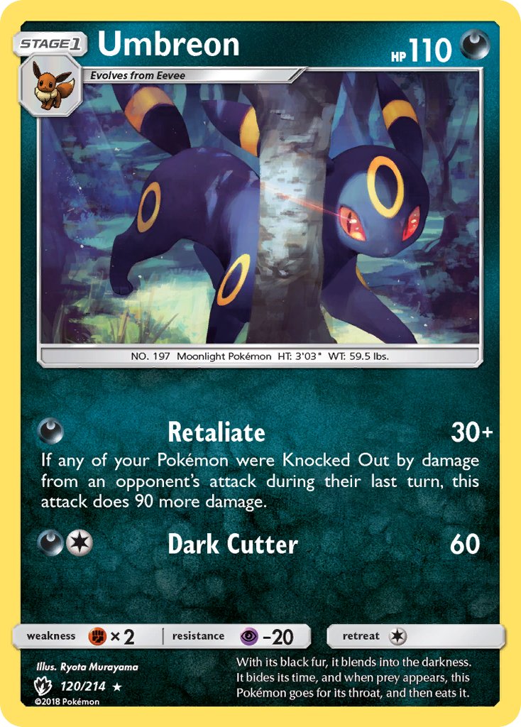 Umbreon (120/214) (Cosmos Holo) (Blister Exclusive) [Sun & Moon: Lost Thunder] | North Game Den