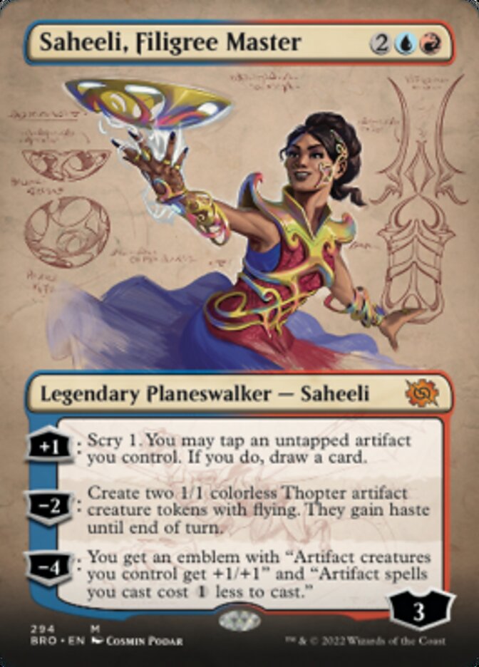 Saheeli, Filigree Master (Borderless Alternate Art) [The Brothers' War] | North Game Den