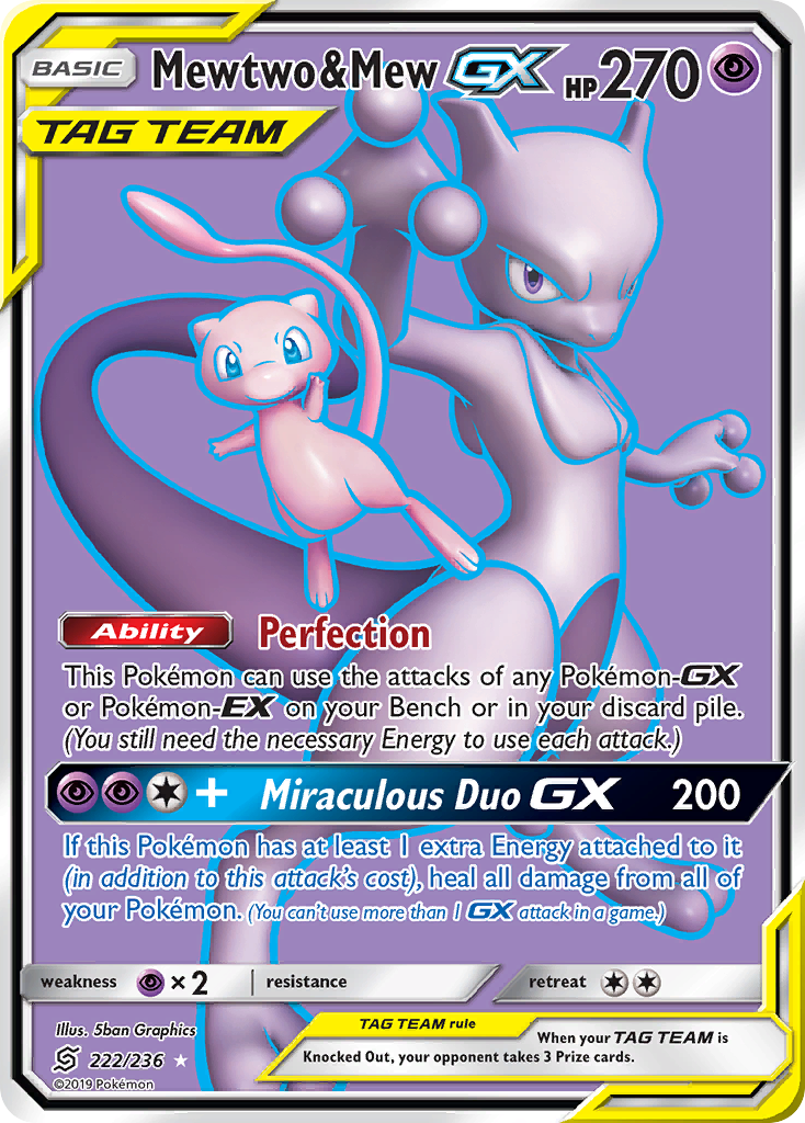 Mewtwo & Mew GX (222/236) [Sun & Moon: Unified Minds] | North Game Den