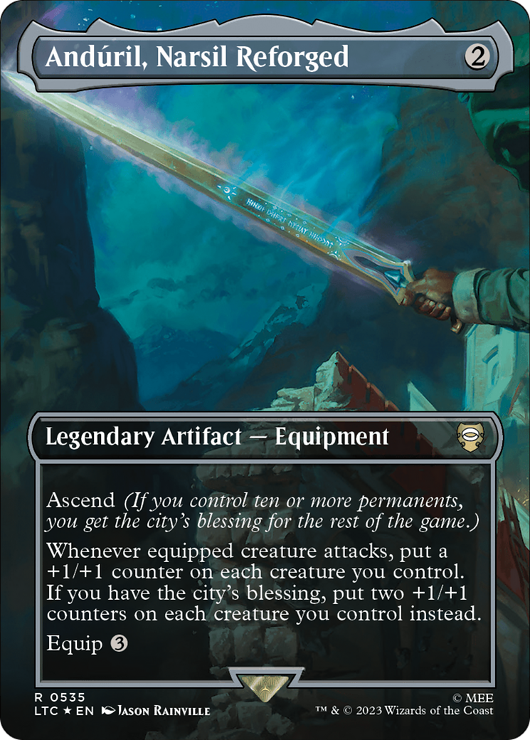 Anduril, Narsil Reforged (Borderless) (Surge Foil) [The Lord of the Rings: Tales of Middle-Earth Commander] | North Game Den