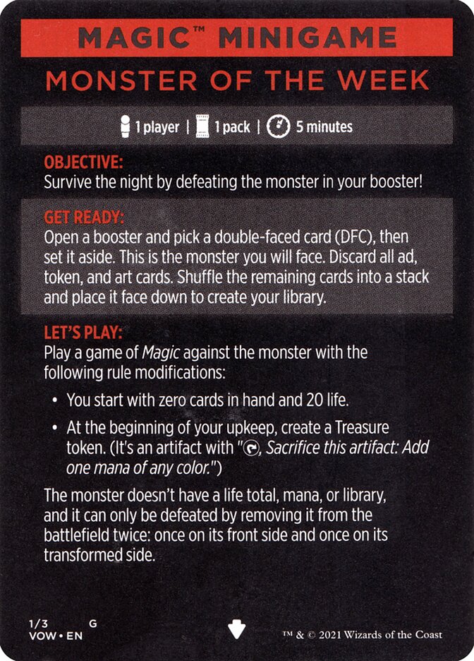 Monster of The Week (Magic Minigame) [Innistrad: Crimson Vow Minigame] | North Game Den