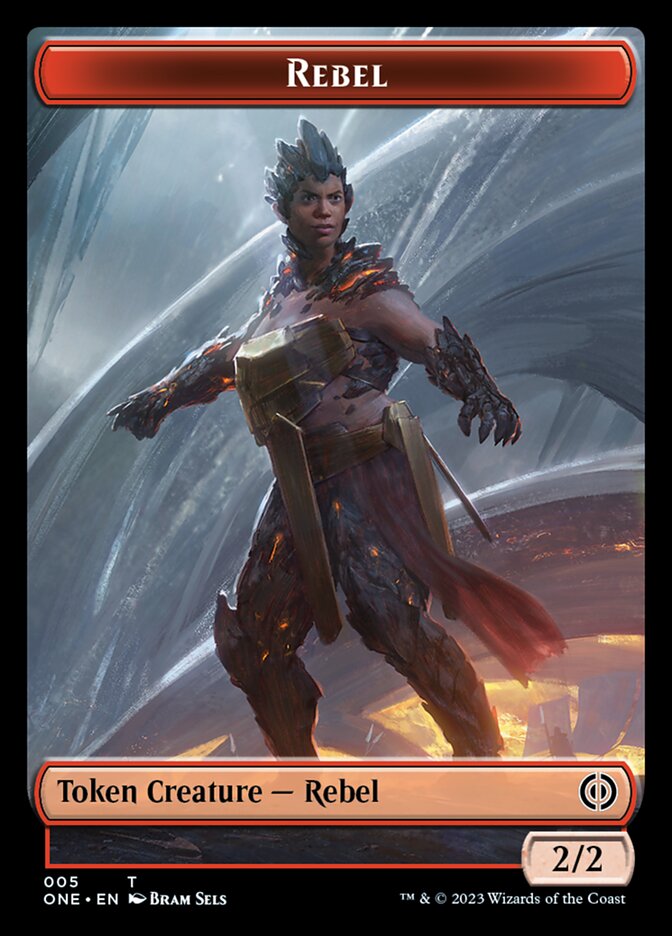 Rebel // The Hollow Sentinel Double-Sided Token [Phyrexia: All Will Be One Tokens] | North Game Den