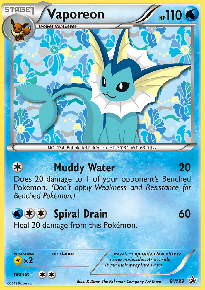 Vaporeon (BW89) [Black & White: Black Star Promos] | North Game Den