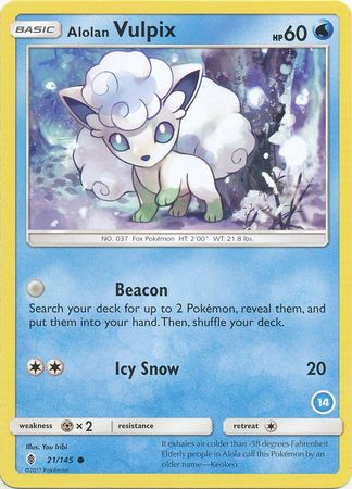 Alolan Vulpix (21/145) (Deck Exclusive #14) [Sun & Moon: Trainer Kit - Alolan Ninetales] | North Game Den