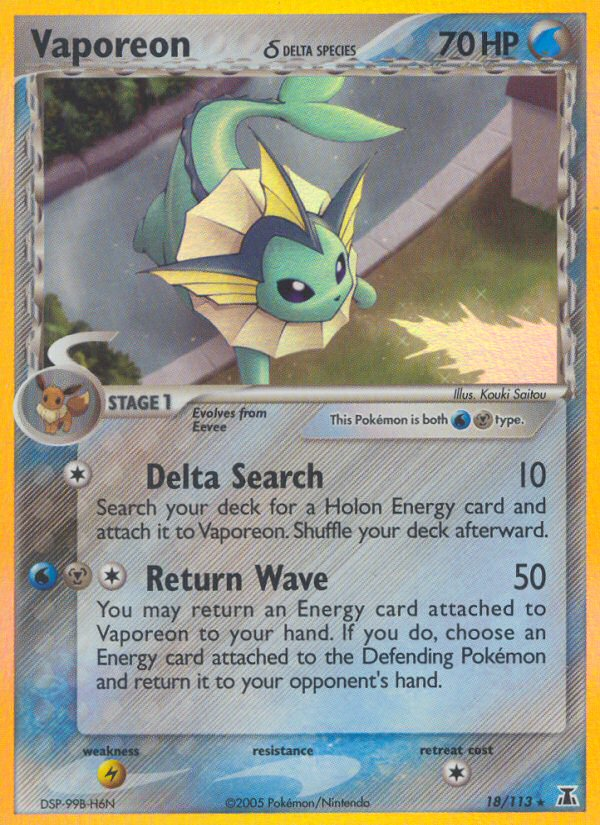 Vaporeon (18/113) (Delta Species) [EX: Delta Species] | North Game Den