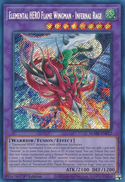 Elemental HERO Flame Wingman - Infernal Rage [BLMR-EN012] Secret Rare | North Game Den