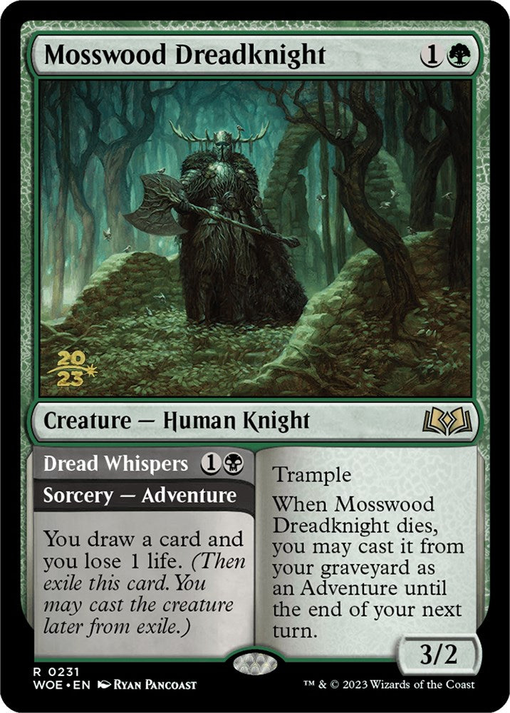 Mosswood Dreadknight // Dread Whispers [Wilds of Eldraine Prerelease Promos] | North Game Den