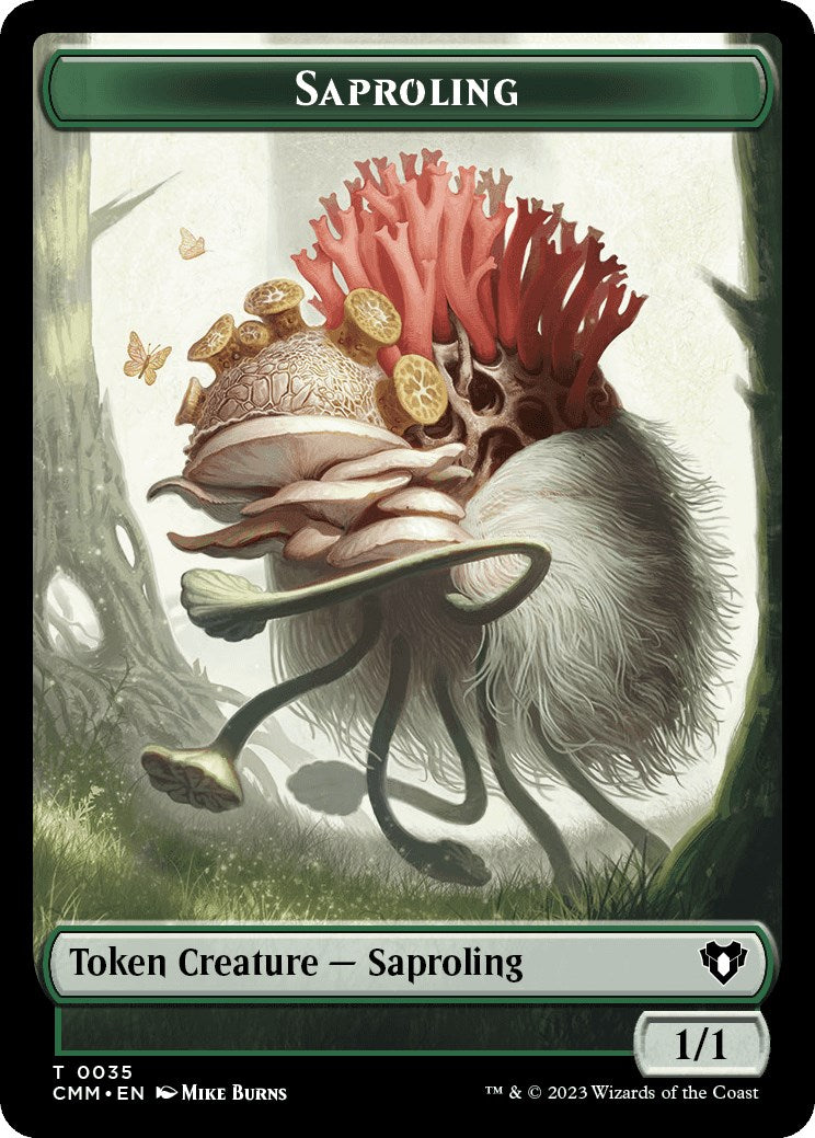 Saproling // Stoneforged Blade Double-Sided Token [Commander Masters Tokens] | North Game Den