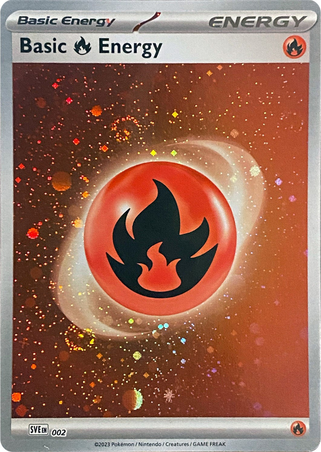 Basic Fire Energy (002) (Cosmos Holo) [Scarlet & Violet: Base Set] | North Game Den