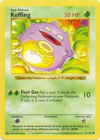 Koffing (51/102) [Base Set Shadowless Unlimited] | North Game Den