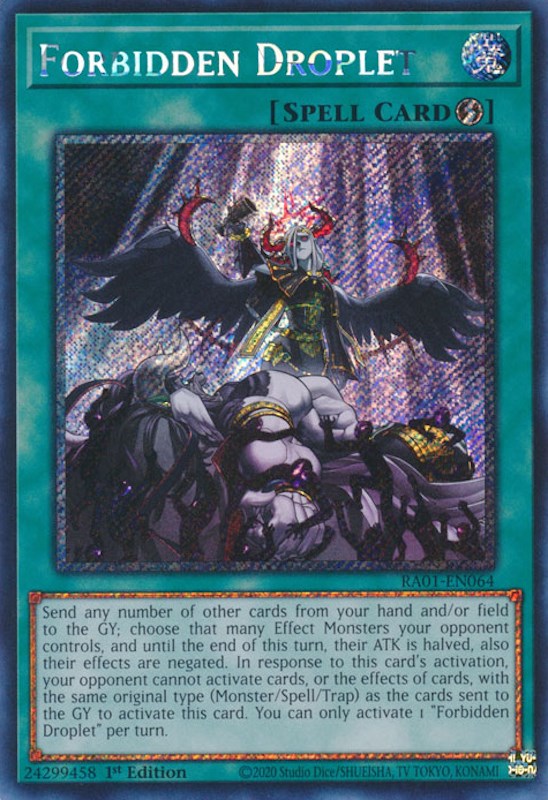 Forbidden Droplet [RA01-EN064] Platinum Secret Rare | North Game Den