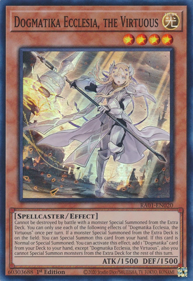 Dogmatika Ecclesia, the Virtuous [RA01-EN020] Super Rare | North Game Den