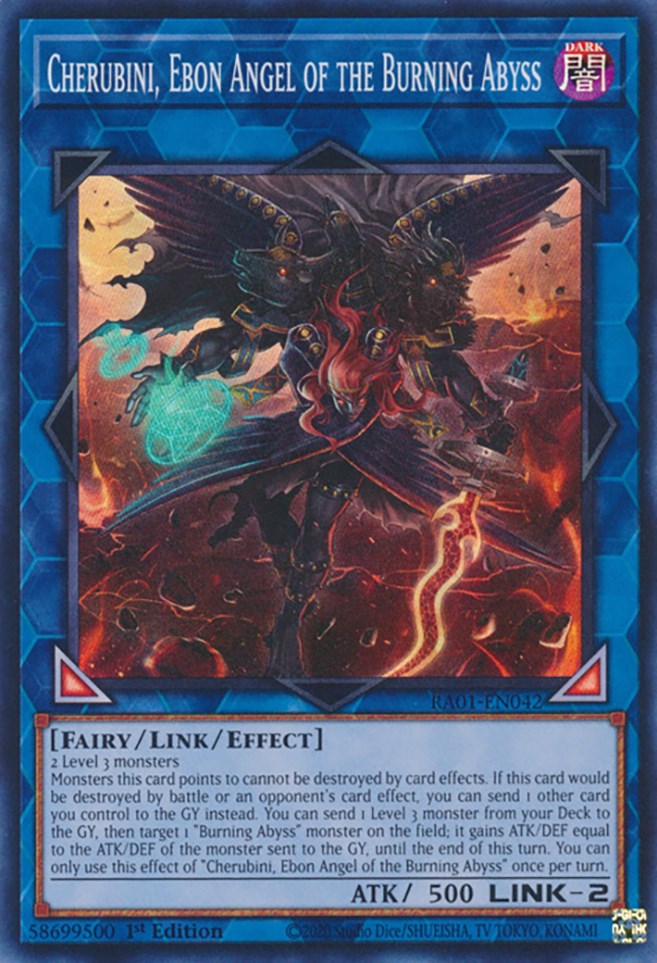 Cherubini, Ebon Angel of the Burning Abyss [RA01-EN042] Super Rare | North Game Den