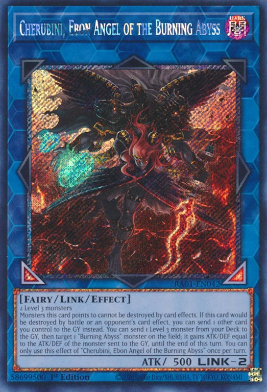 Cherubini, Ebon Angel of the Burning Abyss [RA01-EN042] Platinum Secret Rare | North Game Den