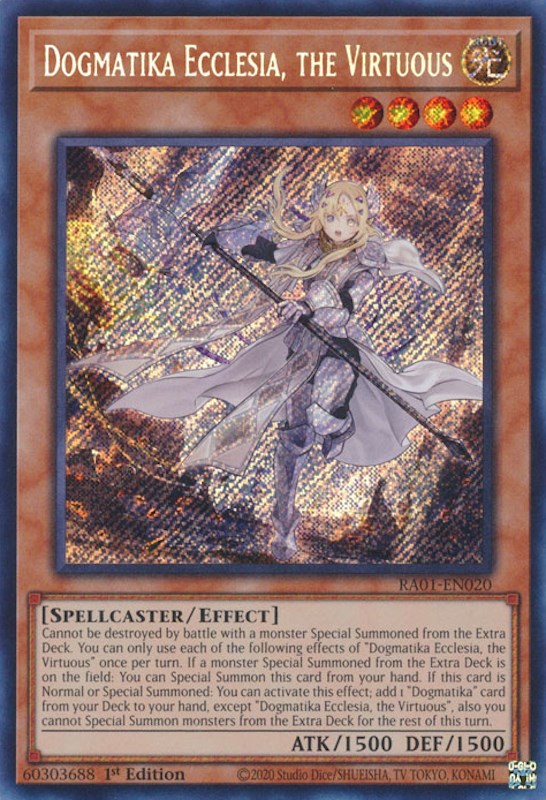 Dogmatika Ecclesia, the Virtuous [RA01-EN020] Secret Rare | North Game Den