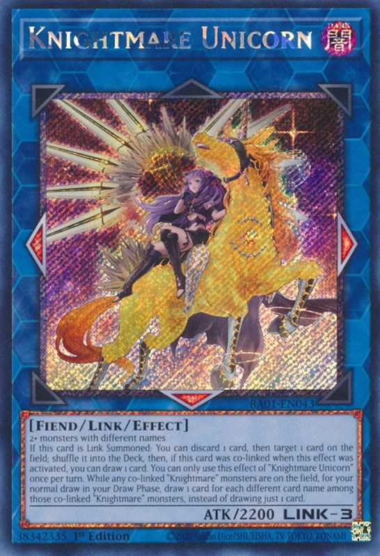 Knightmare Unicorn (Alternate Art) [RA01-EN043] Platinum Secret Rare | North Game Den