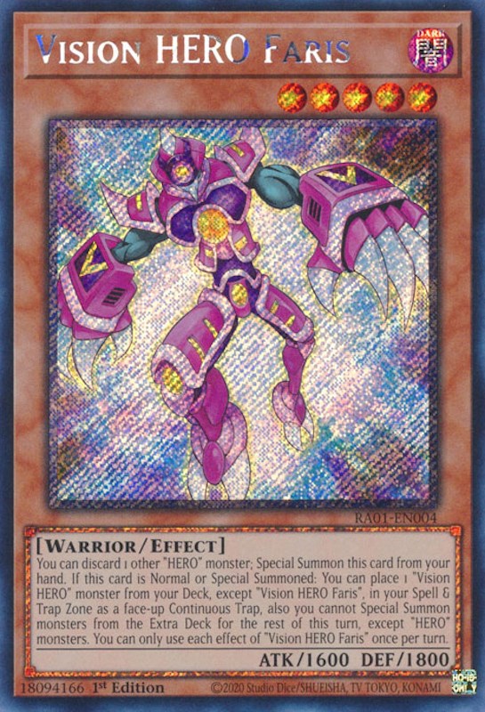 Vision HERO Faris [RA01-EN004] Platinum Secret Rare | North Game Den