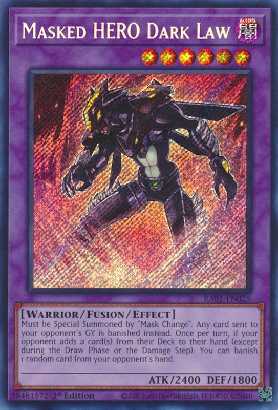 Masked HERO Dark Law [RA01-EN025] Secret Rare | North Game Den