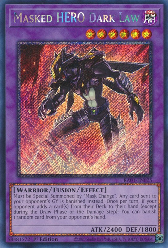 Masked HERO Dark Law [RA01-EN025] Platinum Secret Rare | North Game Den