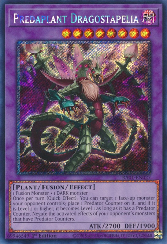 Predaplant Dragostapelia [RA01-EN027] Platinum Secret Rare | North Game Den