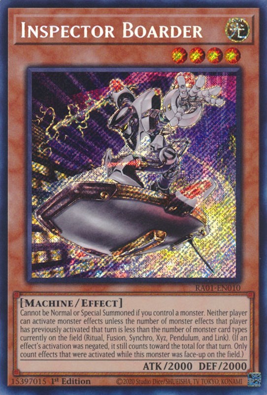 Inspector Boarder [RA01-EN010] Secret Rare | North Game Den