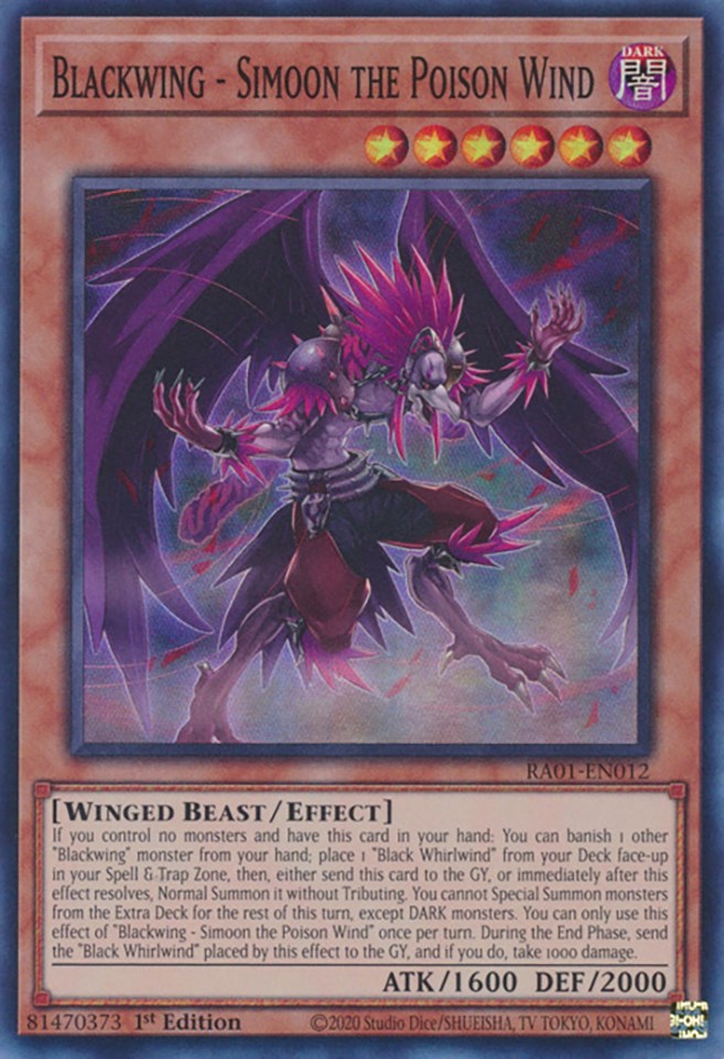 Blackwing - Simoon the Poison Wind [RA01-EN012] Super Rare | North Game Den