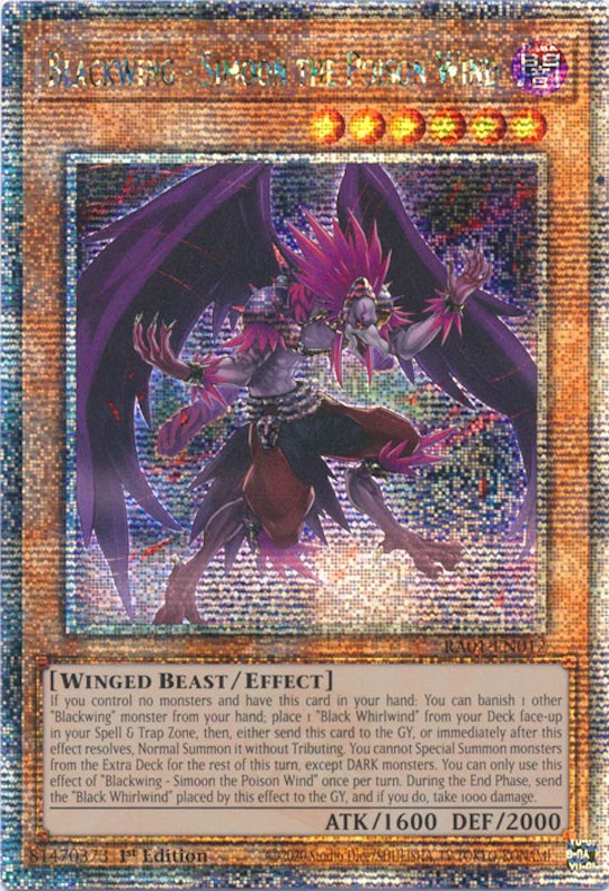 Blackwing - Simoon the Poison Wind [RA01-EN012] Quarter Century Secret Rare | North Game Den