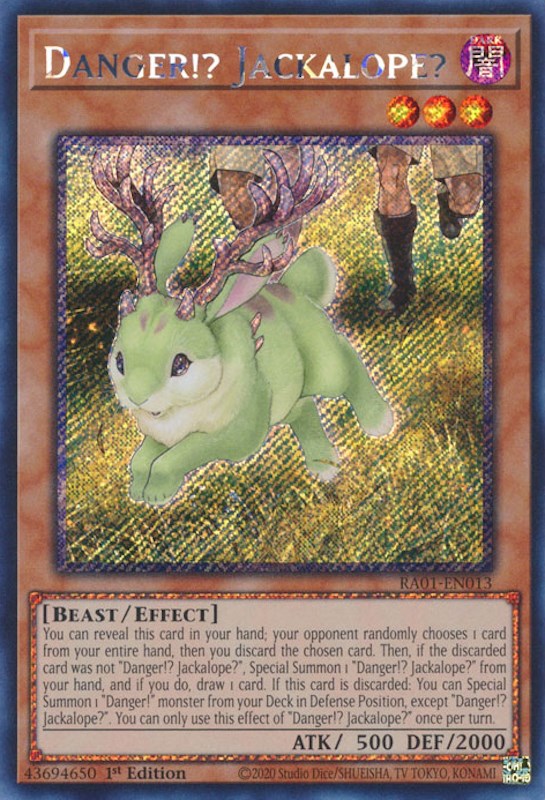 Danger!? Jackalope? [RA01-EN013] Platinum Secret Rare | North Game Den