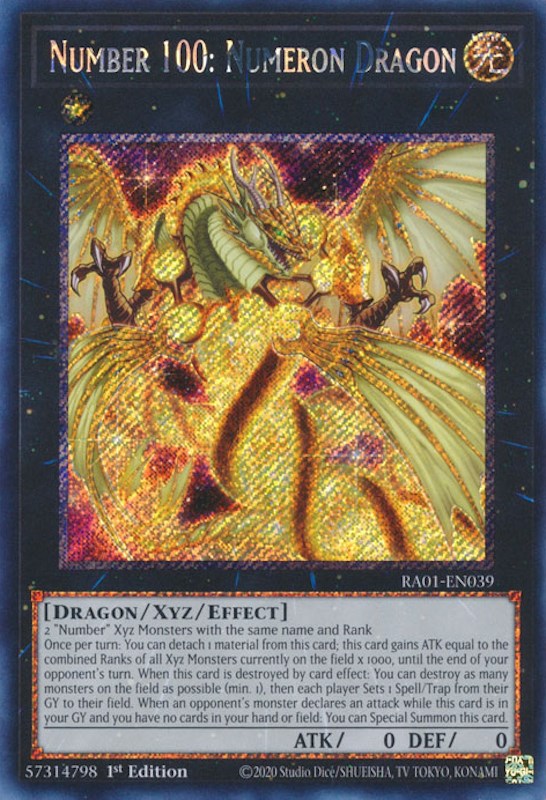 Number 100: Numeron Dragon [RA01-EN039] Platinum Secret Rare | North Game Den