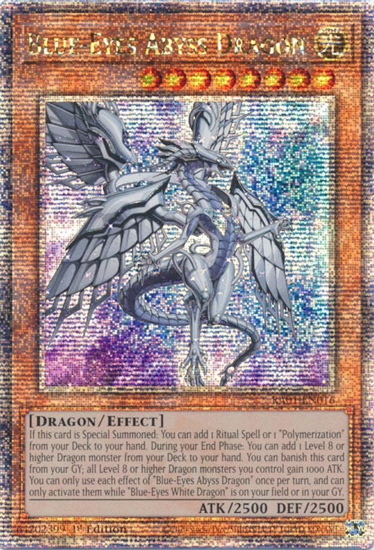 Blue-Eyes Abyss Dragon [RA01-EN016] Quarter Century Secret Rare | North Game Den