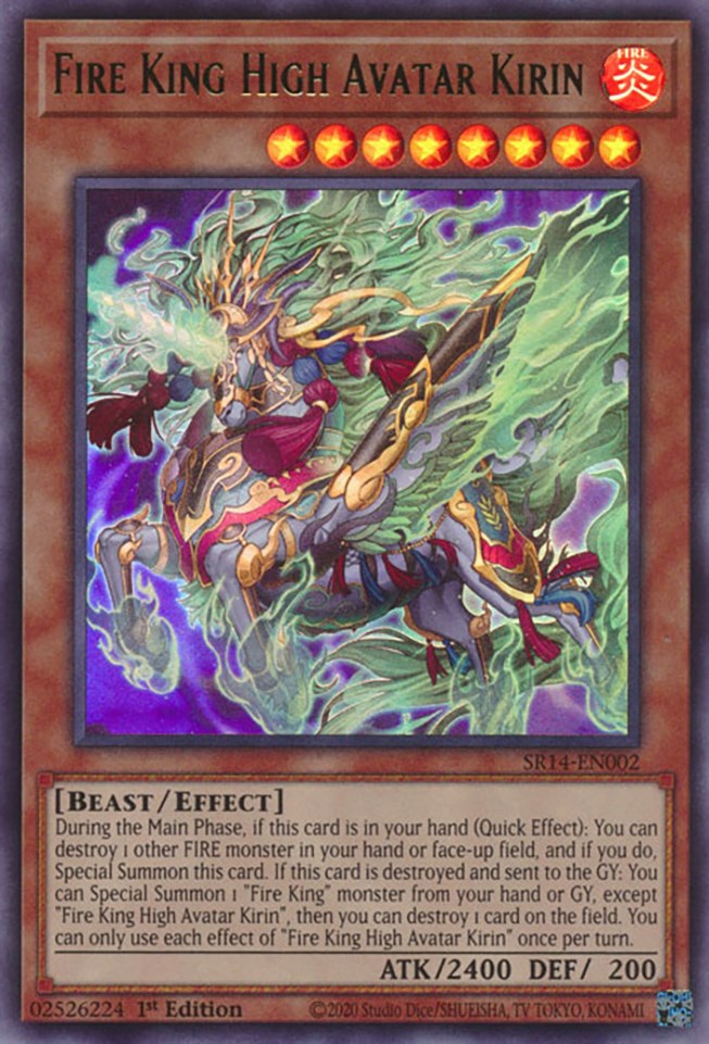 fire king cards yugioh Structure Deck: Kings Common Fire Avatar Barong SR14-EN005 During the next Standby Phase after this card was destroyed by a card effect and sent to the Graveyard Fire King High Avatar Kirin