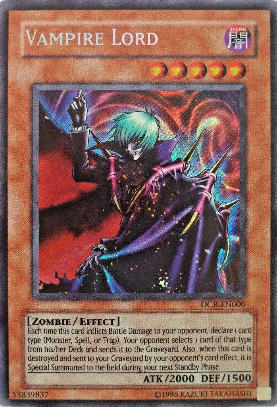 Vampire Lord [DCR-EN000] Secret Rare | North Game Den