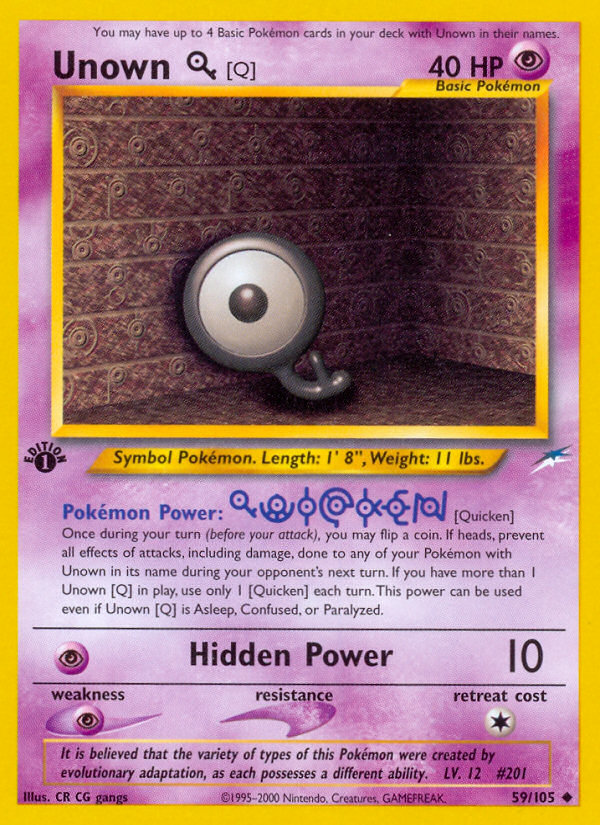 Unown [Q] (59/105) [Neo Destiny 1st Edition] | North Game Den