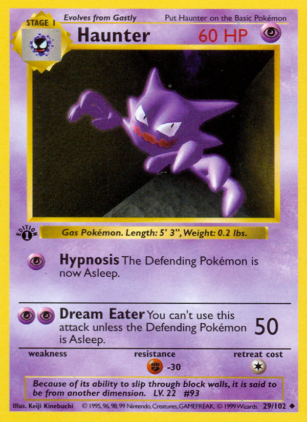 Haunter (29/102) (Shadowless) [Base Set 1st Edition] | North Game Den