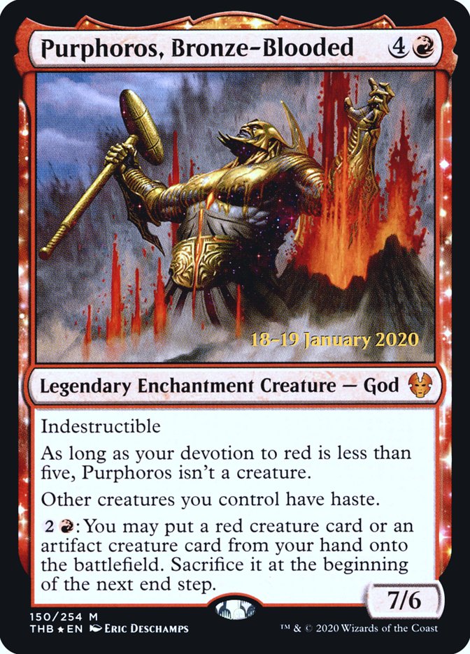 Purphoros, Bronze-Blooded [Theros Beyond Death Prerelease Promos] | North Game Den