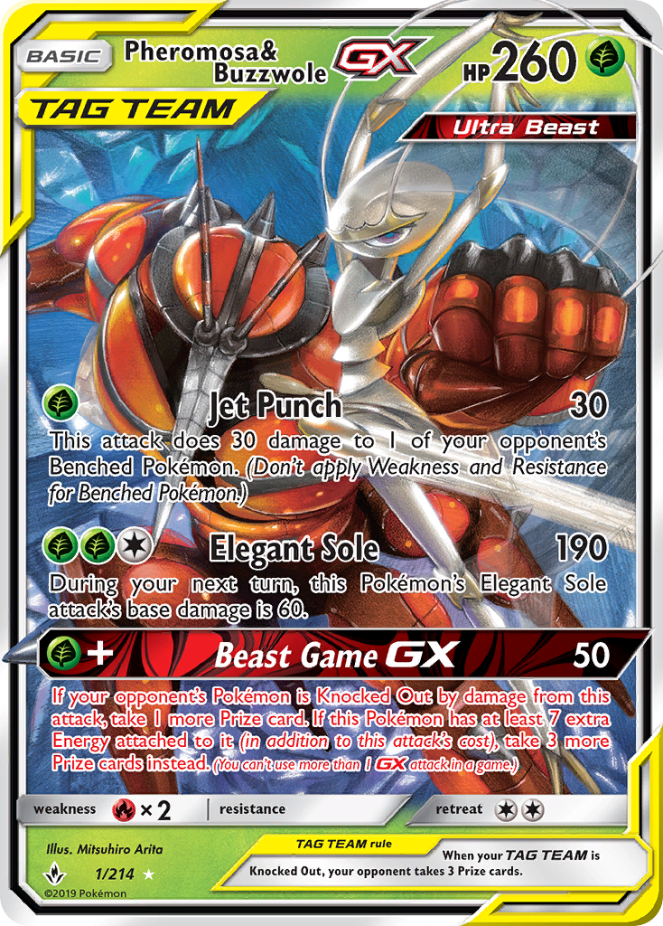 Pheromosa & Buzzwole GX (1/214) [Sun & Moon: Unbroken Bonds] | North Game Den