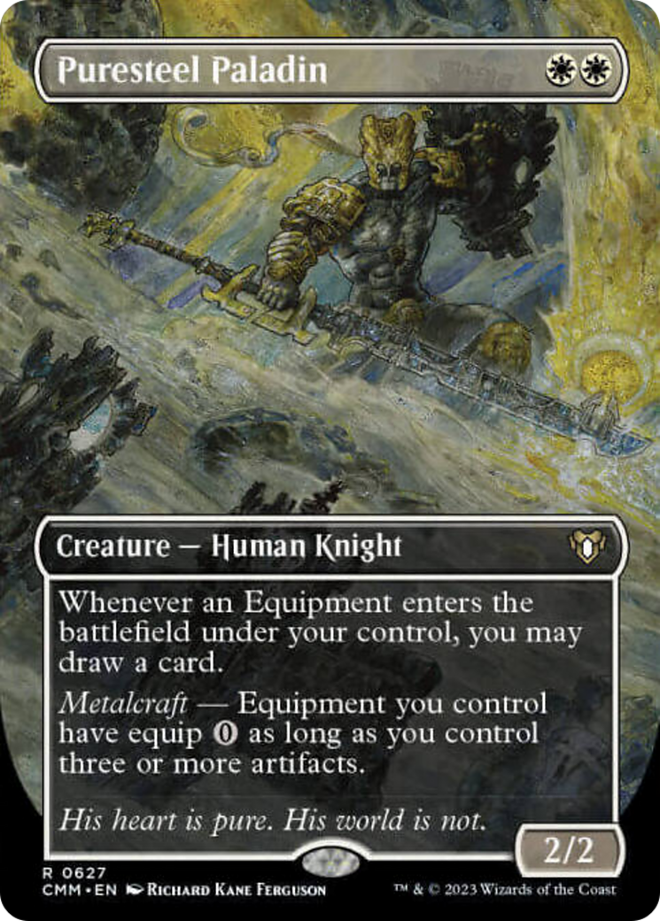 Puresteel Paladin (Borderless Alternate Art) [Commander Masters] | North Game Den