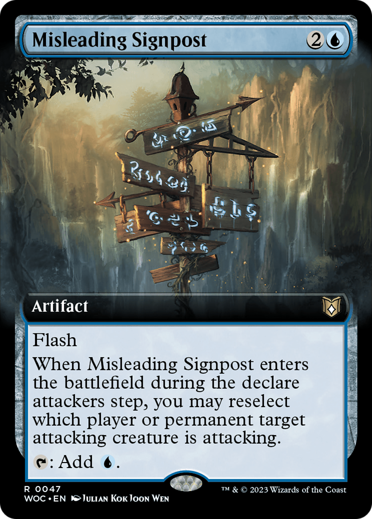 Misleading Signpost (Extended Art) [Wilds of Eldraine Commander] | North Game Den