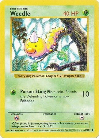 Weedle (69/102) [Base Set Shadowless Unlimited] | North Game Den