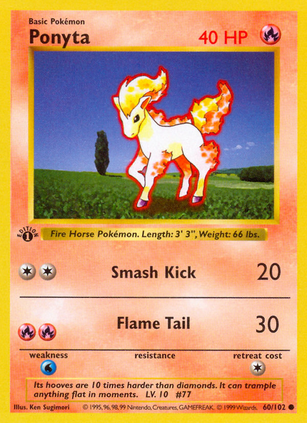 Ponyta (60/102) (Shadowless) [Base Set 1st Edition] | North Game Den