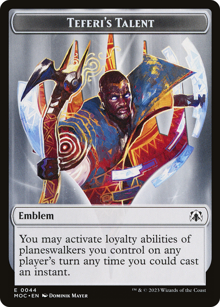 First Mate Ragavan // Teferi's Talent Emblem Double-Sided Token [March of the Machine Commander Tokens] | North Game Den