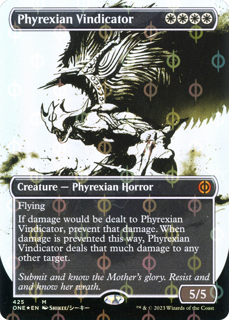 Phyrexian Vindicator (Borderless Ichor Step-and-Compleat Foil) [Phyrexia: All Will Be One] | North Game Den
